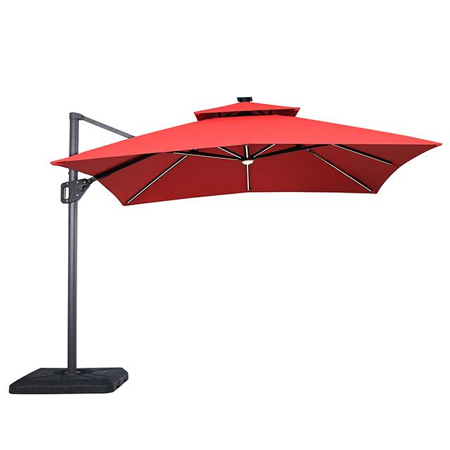 Sano 10 Ft Square Umbrella w/ Double Top w/ LED Light + 37" Large Base - Casa Morelos / Coahuila Furniture (Oklahoma City, OK)