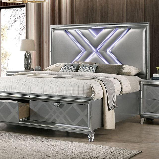 Emmeline Bed Silver & White - Casa Morelos / Coahuila Furniture (Oklahoma City, OK)