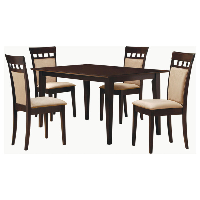 Gabriel 5-piece Rectangular 59-inch Closed Back Dining Set Cappuccino - Casa Morelos / Coahuila Furniture (Oklahoma City, OK)