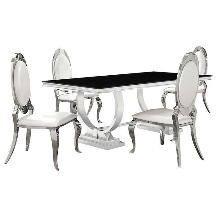Antoine Rectangular Glass Top Dining Set Chrome - Casa Morelos / Coahuila Furniture (Oklahoma City, OK)