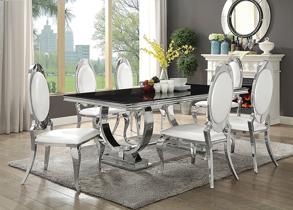 Antoine Rectangular Glass Top Dining Set Chrome - Casa Morelos / Coahuila Furniture (Oklahoma City, OK)