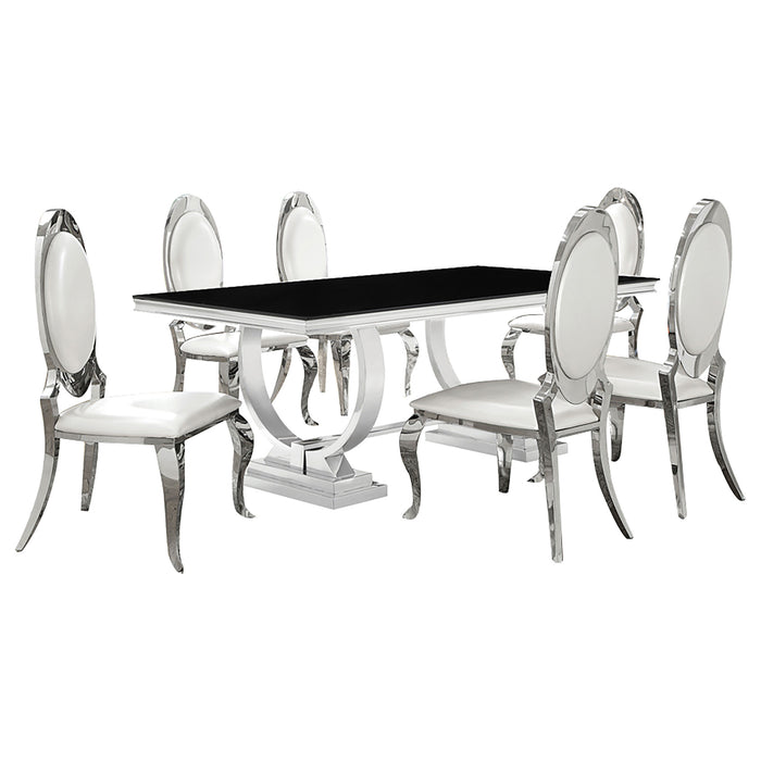 Antoine Rectangular Glass Top Dining Set Chrome - Casa Morelos / Coahuila Furniture (Oklahoma City, OK)
