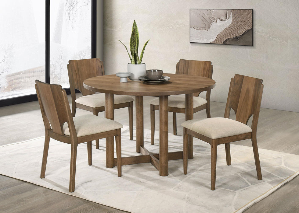 Crestmore 5-piece 46-inch Round Wood Dining Table Set Walnut - Casa Morelos / Coahuila Furniture (Oklahoma City, OK)