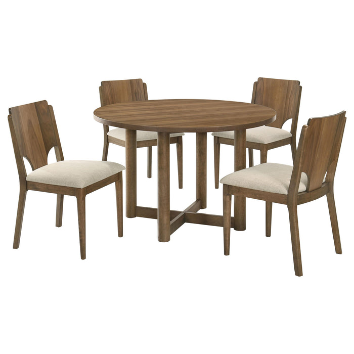 Crestmore 5-piece 46-inch Round Wood Dining Table Set Walnut - Casa Morelos / Coahuila Furniture (Oklahoma City, OK)