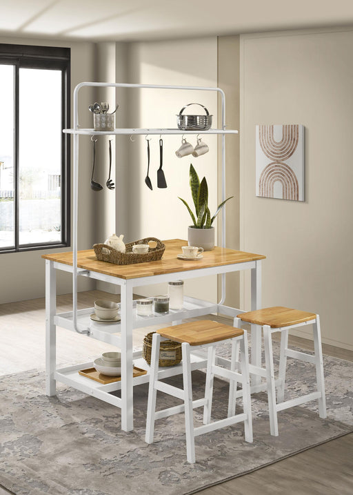 Edgeworth 3-piece Kitchen Island Counter Table Set White - Casa Morelos / Coahuila Furniture (Oklahoma City, OK)