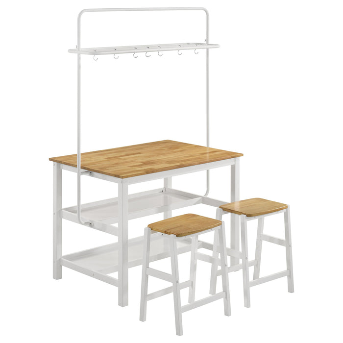 Edgeworth 3-piece Kitchen Island Counter Table Set White - Casa Morelos / Coahuila Furniture (Oklahoma City, OK)