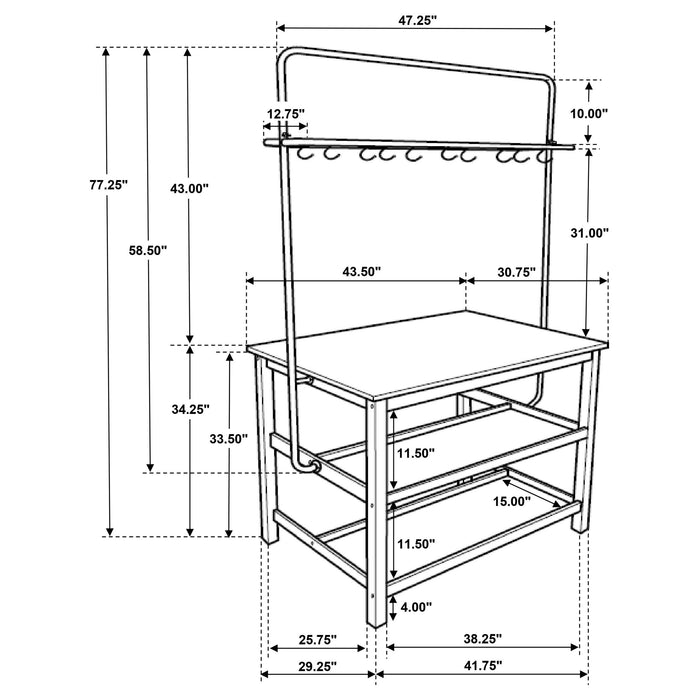 Edgeworth 3-piece Kitchen Island Counter Table Set White - Casa Morelos / Coahuila Furniture (Oklahoma City, OK)