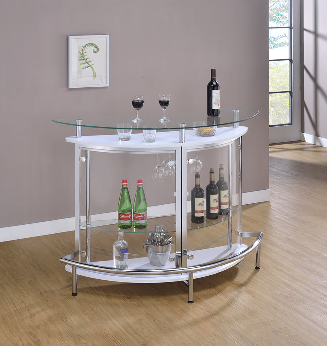 Amarillo 2-tier Bar Unit White and Chrome - Casa Morelos / Coahuila Furniture (Oklahoma City, OK)