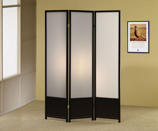 Calix 3-panel Folding Floor Screen Translucent and Black - Casa Morelos / Coahuila Furniture (Oklahoma City, OK)