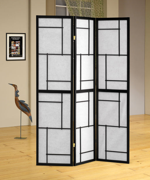 Damis 3-panel Folding Floor Screen Black and White - Casa Morelos / Coahuila Furniture (Oklahoma City, OK)