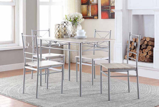 Anna Fontana 5-piece Rectangular Dining Set Brushed Silver - Casa Morelos / Coahuila Furniture (Oklahoma City, OK)