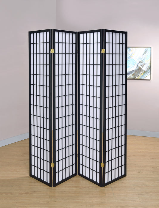 Roberto 4-panel Folding Screen Black and White - Casa Morelos / Coahuila Furniture (Oklahoma City, OK)
