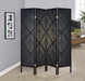 Haidera 4-panel Damask Pattern Folding Screen Black - Casa Morelos / Coahuila Furniture (Oklahoma City, OK)