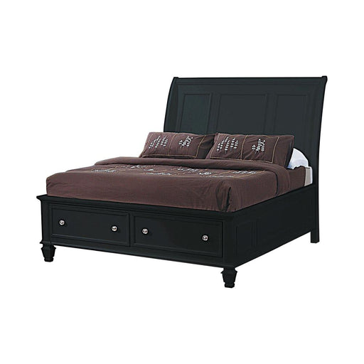 Sandy Beach Queen & E.King Storage Sleigh Bed Black & White - Casa Morelos / Coahuila Furniture (Oklahoma City, OK)