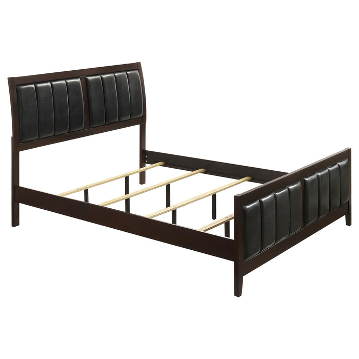 Carlton California King, E.King, & Queen Upholstered Bed Cappuccino and Black - Casa Morelos / Coahuila Furniture (Oklahoma City, OK)