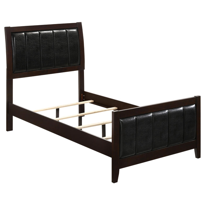 Carlton Full & Twin Upholstered Panel Bed Cappuccino and Black - Casa Morelos / Coahuila Furniture (Oklahoma City, OK)