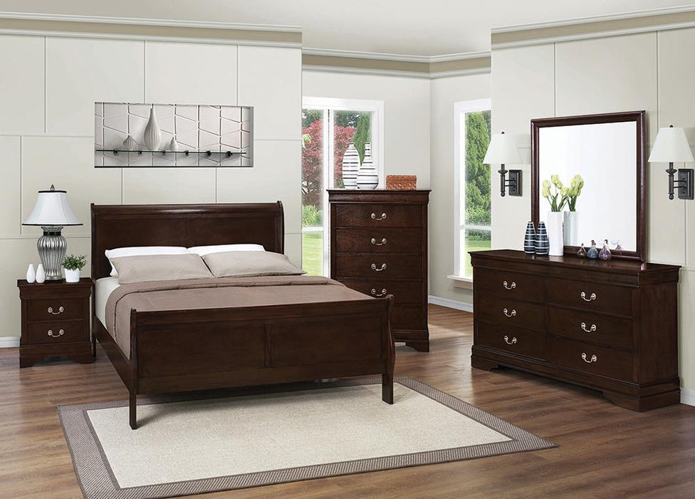 Louis Philippe 4 & 5 Piece Panel Bedroom Set with High Headboard E.king & Full - Casa Morelos / Coahuila Furniture (Oklahoma City, OK)