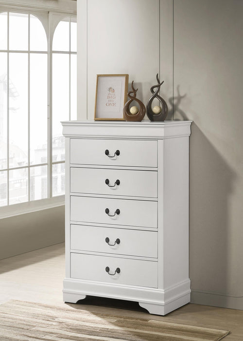Louis Philippe 5-drawer Bedroom Chest White - Casa Morelos / Coahuila Furniture (Oklahoma City, OK)