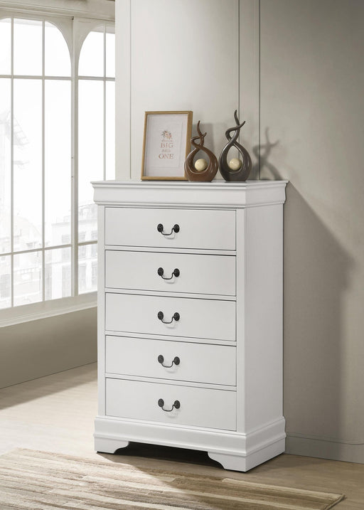 Louis Philippe 5-drawer Bedroom Chest White - Casa Morelos / Coahuila Furniture (Oklahoma City, OK)