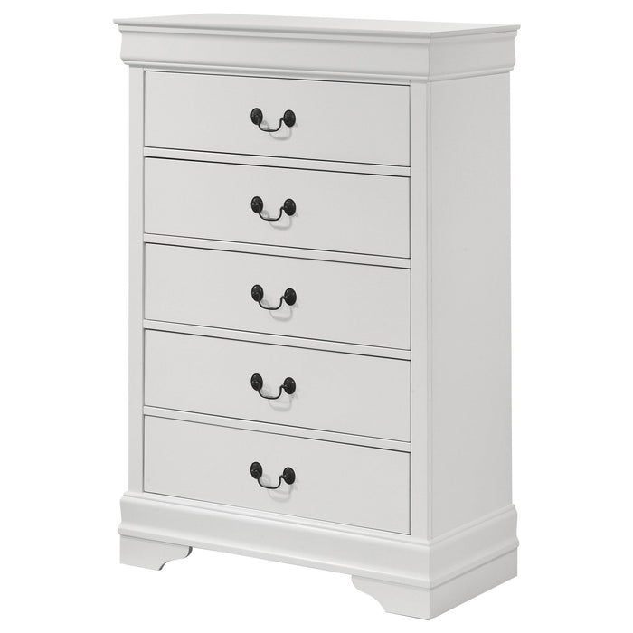 Louis Philippe 5-drawer Bedroom Chest White - Casa Morelos / Coahuila Furniture (Oklahoma City, OK)