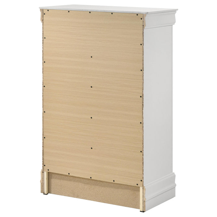Louis Philippe 5-drawer Bedroom Chest White - Casa Morelos / Coahuila Furniture (Oklahoma City, OK)
