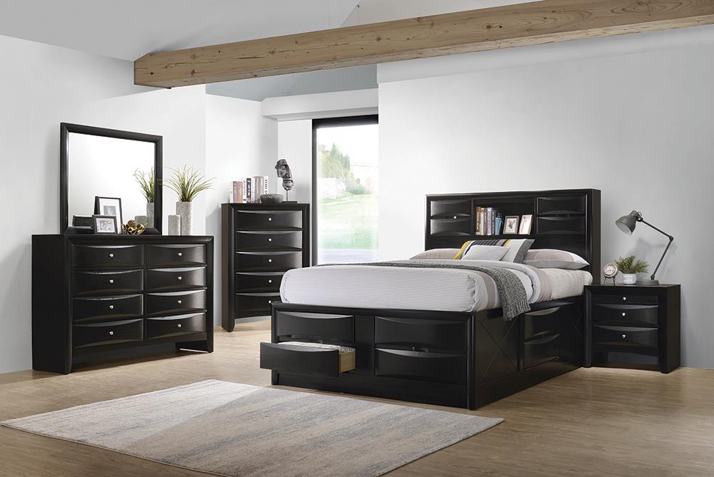 Briana Panel Bedroom Set California King, Eastren King, & Queen with Sleigh Headboard Black 4 & 5 Piece - Casa Morelos / Coahuila Furniture (Oklahoma City, OK)