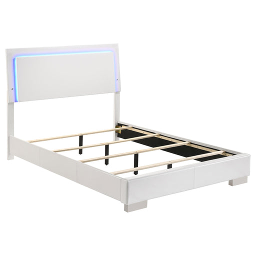 Felicity Full & Twin Panel Bed with LED Lighting Glossy White - Casa Morelos / Coahuila Furniture (Oklahoma City, OK)