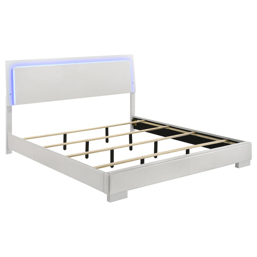 Felicity Eastern King, Queen, & Cal.King Panel Bed with LED Lighting Glossy White - Casa Morelos / Coahuila Furniture (Oklahoma City, OK)