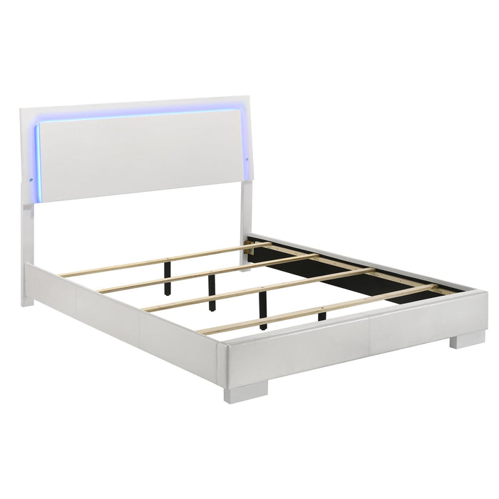 Felicity Eastern King, Queen, & Cal.King Panel Bed with LED Lighting Glossy White - Casa Morelos / Coahuila Furniture (Oklahoma City, OK)