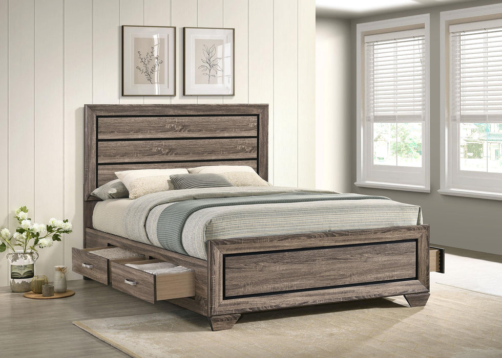 Kauffman California King, Eastren King & Queen Storage Bed Washed Taupe - Casa Morelos / Coahuila Furniture (Oklahoma City, OK)
