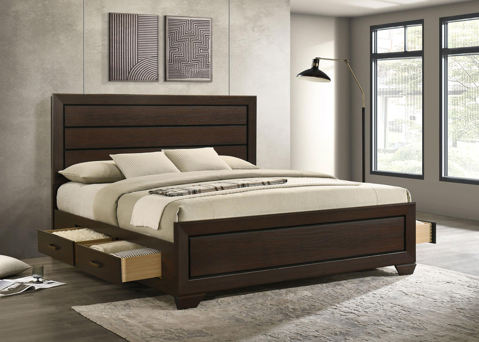 Kauffman California King, Eastren king, & Queen Storage Bed Dark Cocoa - Casa Morelos / Coahuila Furniture (Oklahoma City, OK)