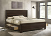 Kauffman California King, Eastren king, & Queen Storage Bed Dark Cocoa - Casa Morelos / Coahuila Furniture (Oklahoma City, OK)