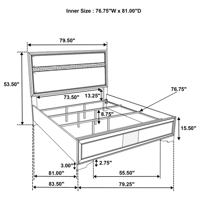 Miranda California King, E.King, Queen, Full, & Twin Bed Black & White - Casa Morelos / Coahuila Furniture (Oklahoma City, OK)