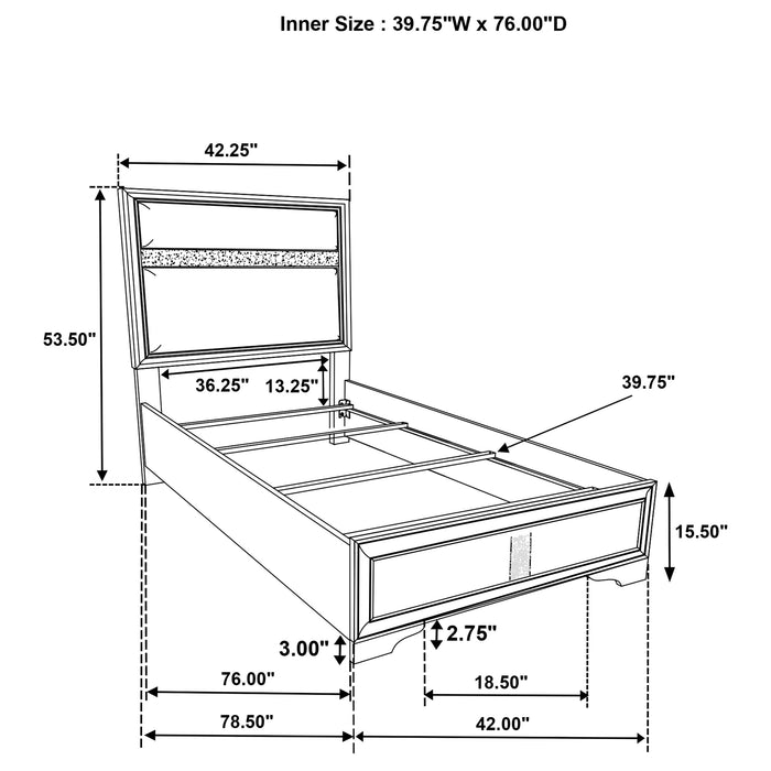 Miranda California King, E.King, Queen, Full, & Twin Bed Black & White - Casa Morelos / Coahuila Furniture (Oklahoma City, OK)