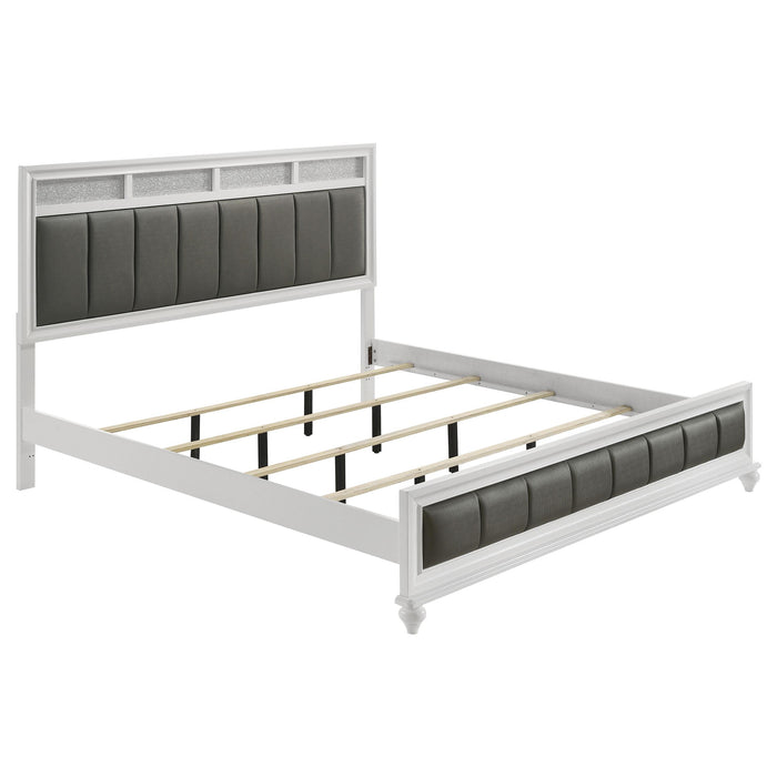 Barzini California King, E.King, & Queen Upholstered Panel Bed White - Casa Morelos / Coahuila Furniture (Oklahoma City, OK)