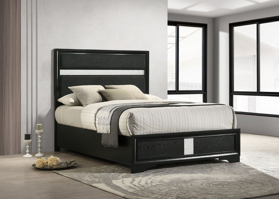 Miranda California King, E.King, Queen, Full, & Twin Bed Black & White - Casa Morelos / Coahuila Furniture (Oklahoma City, OK)