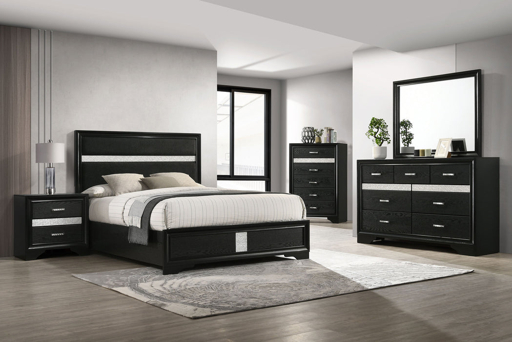 Miranda California King, E.King, Queen, Full, & Twin Bed Black & White - Casa Morelos / Coahuila Furniture (Oklahoma City, OK)