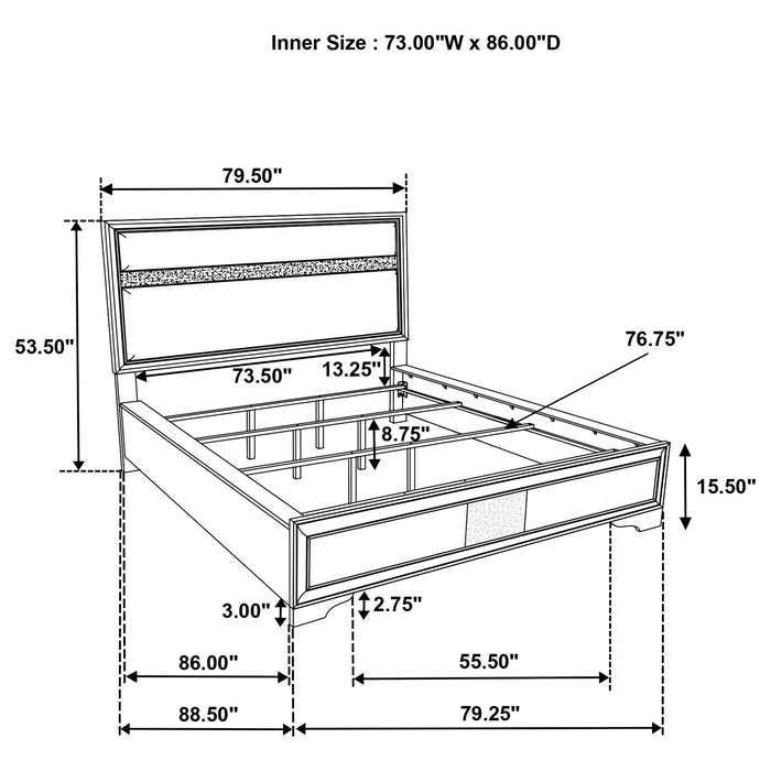 Miranda California King, E.King, Queen, Full, & Twin Bed Black & White - Casa Morelos / Coahuila Furniture (Oklahoma City, OK)