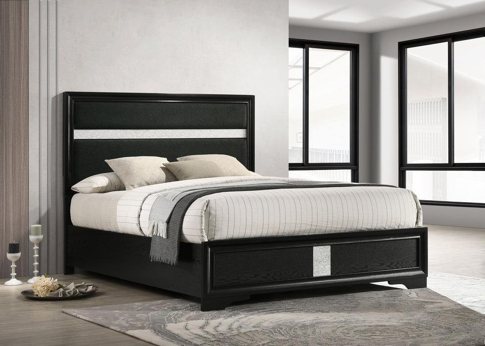 Miranda California King, E.King, Queen, Full, & Twin Bed Black & White - Casa Morelos / Coahuila Furniture (Oklahoma City, OK)
