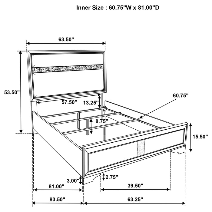 Miranda California King, E.King, Queen, Full, & Twin Bed Black & White - Casa Morelos / Coahuila Furniture (Oklahoma City, OK)