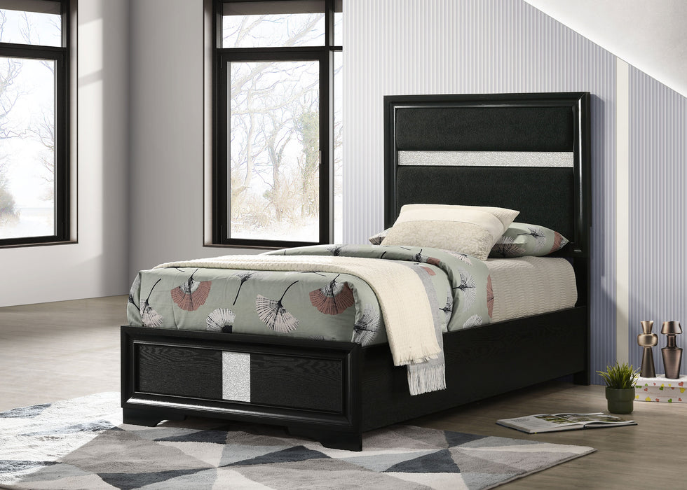 Miranda California King, E.King, Queen, Full, & Twin Bed Black & White - Casa Morelos / Coahuila Furniture (Oklahoma City, OK)