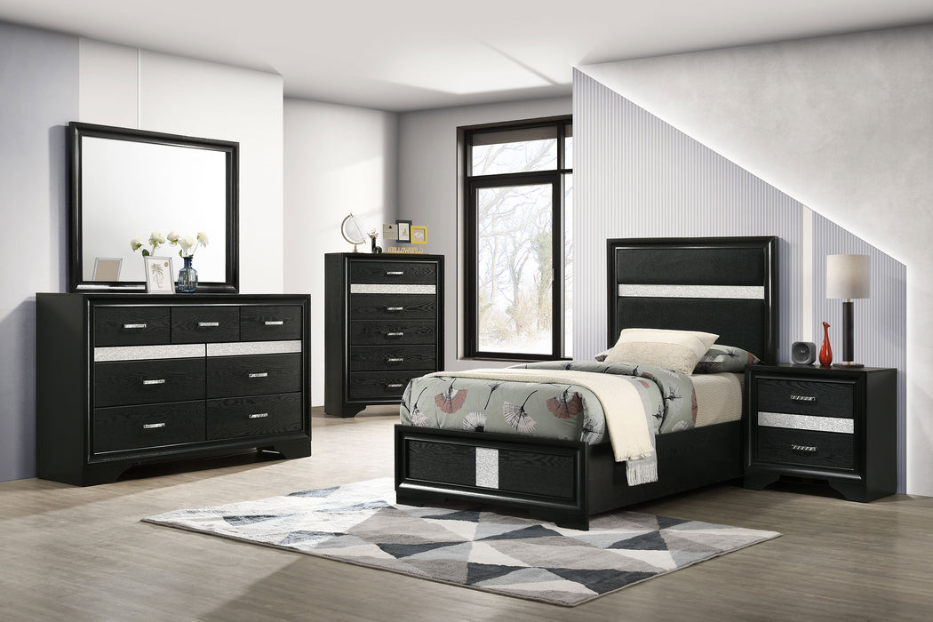 Miranda California King, E.King, Queen, Full, & Twin Bed Black & White - Casa Morelos / Coahuila Furniture (Oklahoma City, OK)