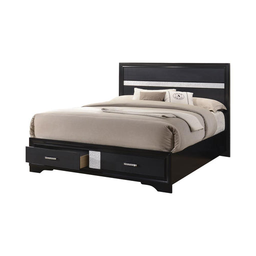 Miranda California King. E.King, & Queen 2-drawer Storage Bed Black & White - Casa Morelos / Coahuila Furniture (Oklahoma City, OK)