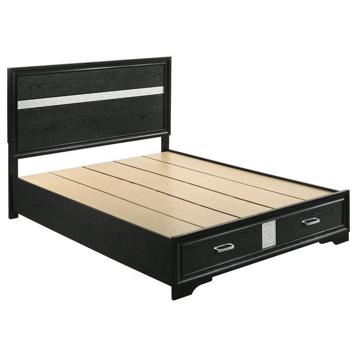 Miranda California King. E.King, & Queen 2-drawer Storage Bed Black & White - Casa Morelos / Coahuila Furniture (Oklahoma City, OK)