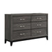Watson 6-drawer Dresser Grey Oak and Black - Casa Morelos / Coahuila Furniture (Oklahoma City, OK)