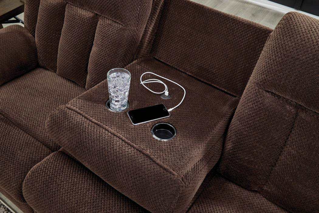 Observation Power Reclining Sofa with Drop Down Table - Casa Morelos / Coahuila Furniture (Oklahoma City, OK)