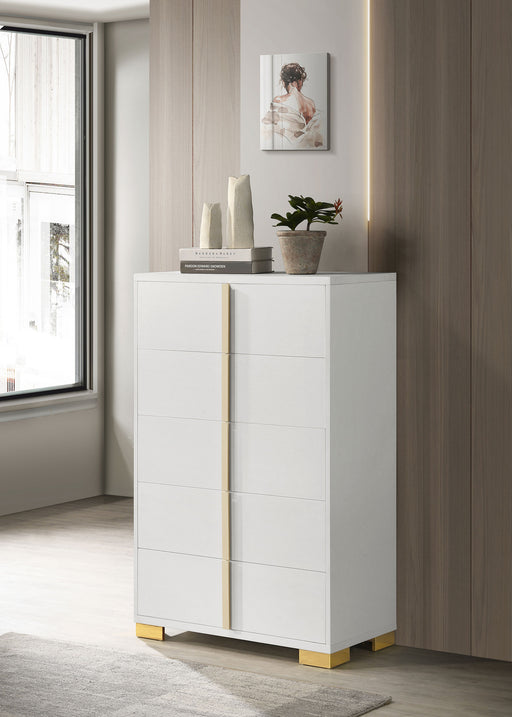 Marceline 5-drawer Chest White - Casa Morelos / Coahuila Furniture (Oklahoma City, OK)