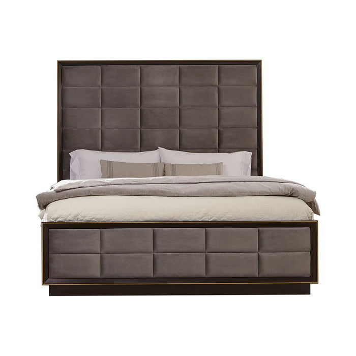Durango California King, Eastren King, & Queen Upholstered Bed Smoked Peppercorn and Grey - Casa Morelos / Coahuila Furniture (Oklahoma City, OK)