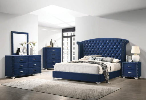 Melody 5-piece California King Tufted Upholstered Bedroom Set Pacific Blue - Casa Morelos / Coahuila Furniture (Oklahoma City, OK)