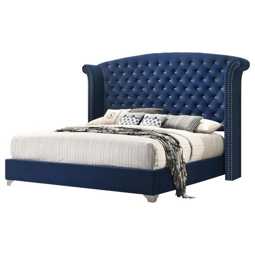Melody California King, Eastren King, Queen Wingback Upholstered Bed Pacific Blue & Grey - Casa Morelos / Coahuila Furniture (Oklahoma City, OK)